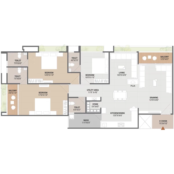 4BHK Unit Floor Plan